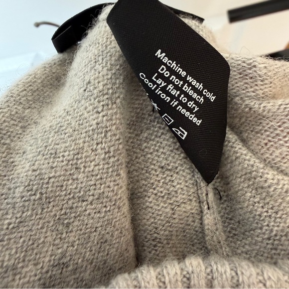 summersalt Gray Knit Cashmere Wool Drawstring Joggers with Cream Tie - Picture 7 of 7